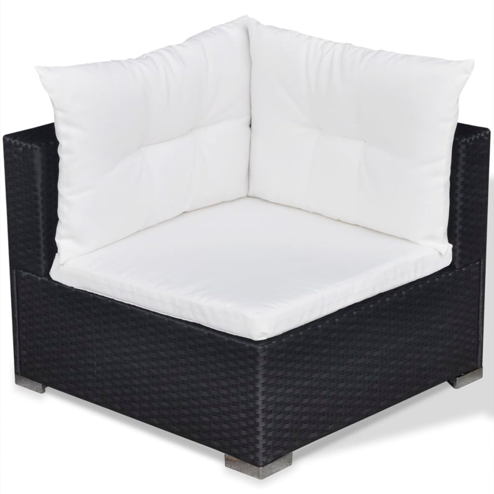 6-delige Loungeset met kussens poly rattan zwart MeubelReus