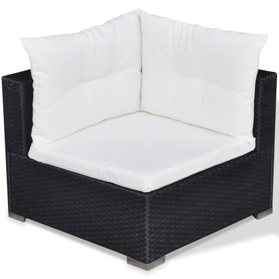 6-delige Loungeset met kussens poly rattan zwart MeubelReus