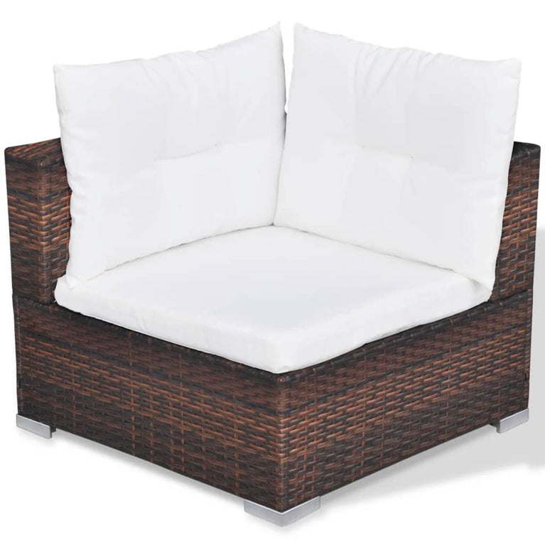 10-delige Loungeset met kussens poly rattan bruin MeubelReus