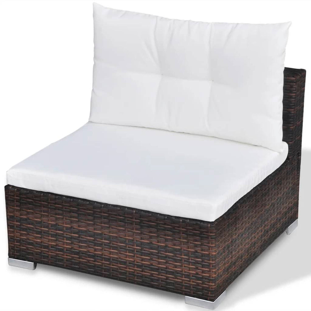10-delige Loungeset met kussens poly rattan bruin MeubelReus