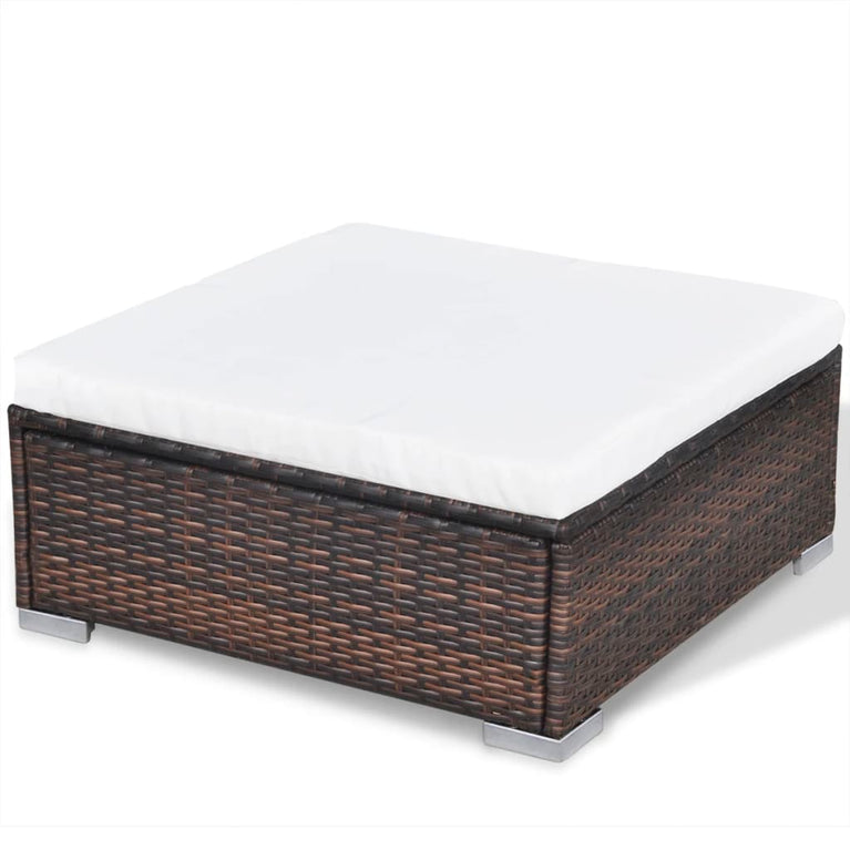 10-delige Loungeset met kussens poly rattan bruin MeubelReus