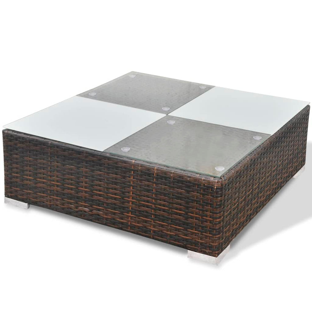 10-delige Loungeset met kussens poly rattan bruin MeubelReus