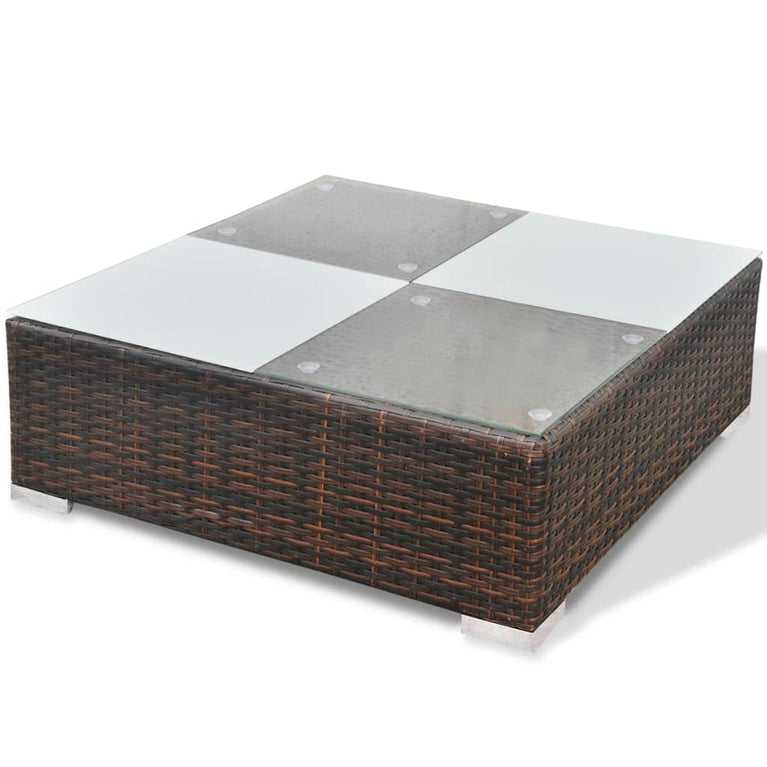 10-delige Loungeset met kussens poly rattan bruin MeubelReus