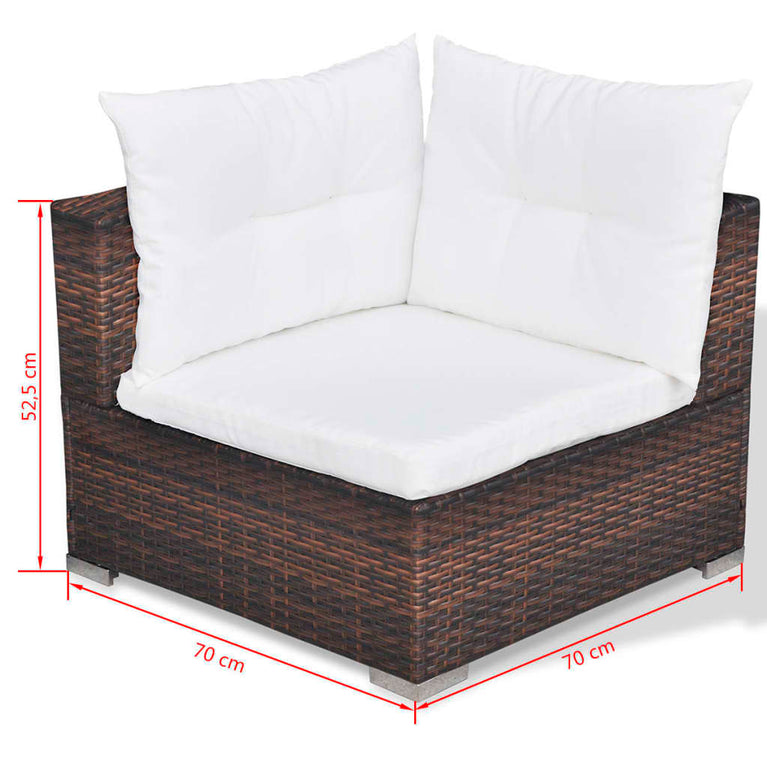 10-delige Loungeset met kussens poly rattan bruin MeubelReus