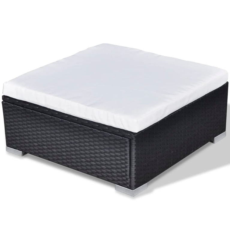 10-delige Loungeset met kussens poly rattan zwart MeubelReus