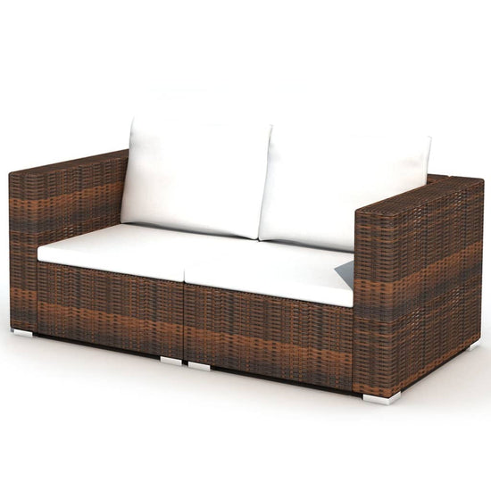 10-delige Loungeset met kussens poly rattan bruin MeubelReus
