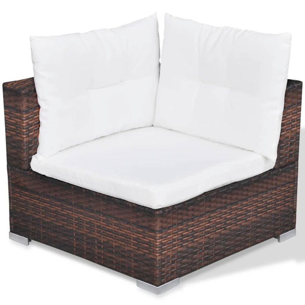 10-delige Loungeset met kussens poly rattan bruin MeubelReus