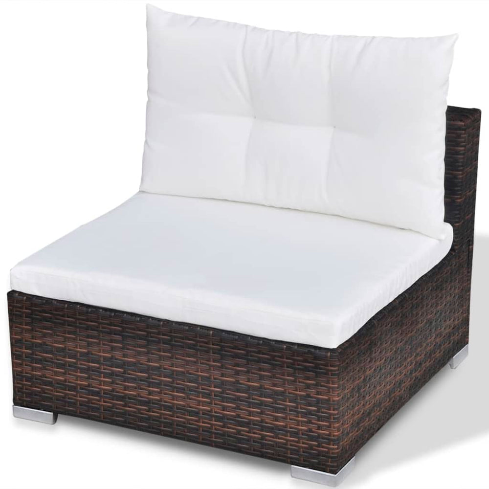 10-delige Loungeset met kussens poly rattan bruin MeubelReus
