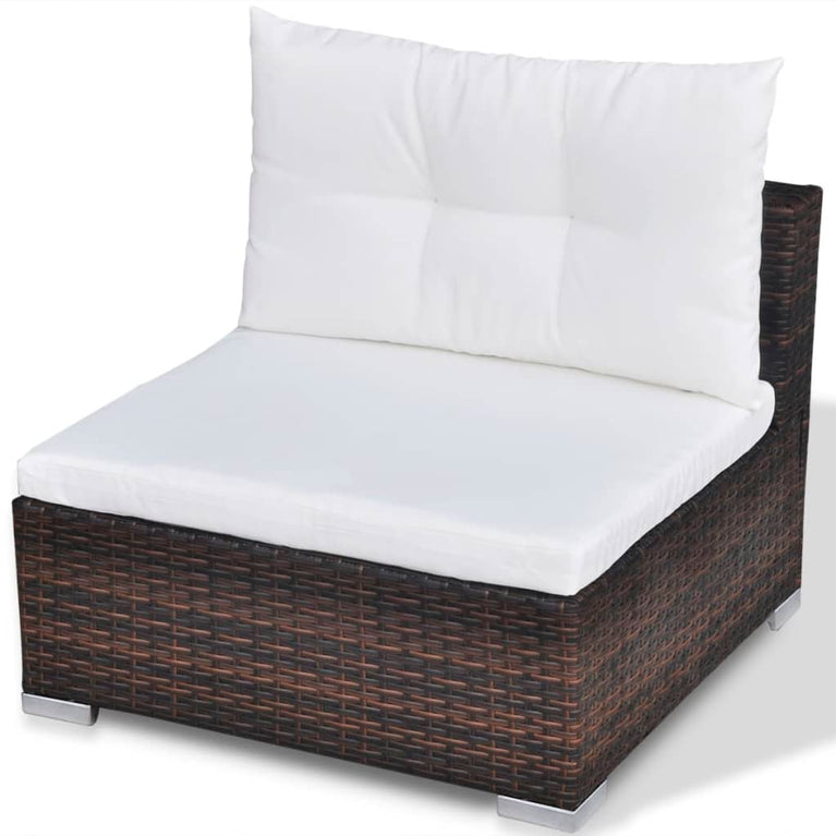 10-delige Loungeset met kussens poly rattan bruin MeubelReus