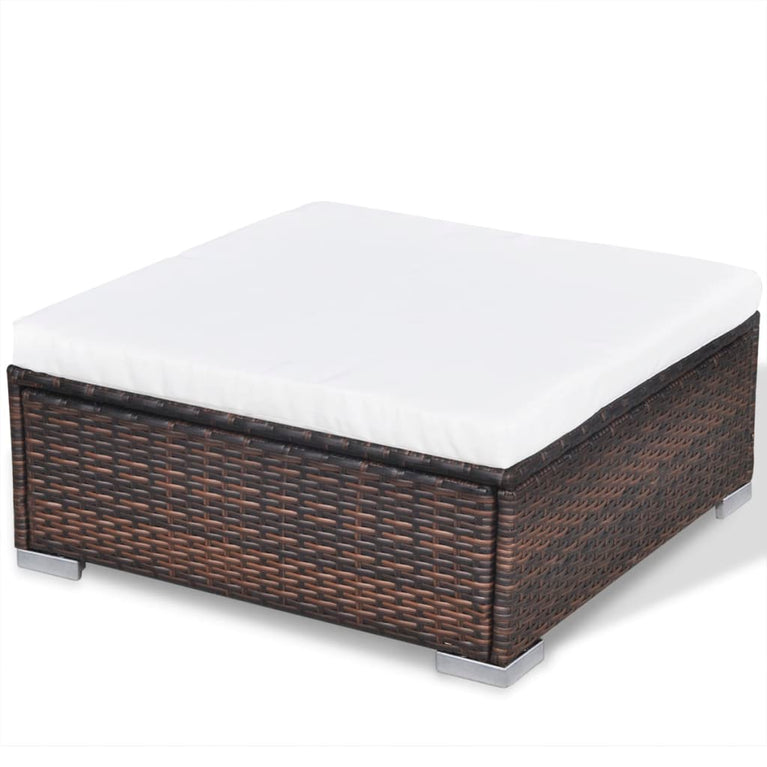 10-delige Loungeset met kussens poly rattan bruin MeubelReus