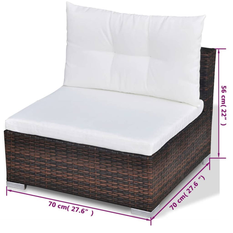 10-delige Loungeset met kussens poly rattan bruin MeubelReus