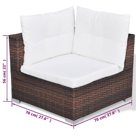 10-delige Loungeset met kussens poly rattan bruin MeubelReus