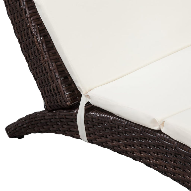 Ligbed inklapbaar met kussen poly rattan bruin MeubelReus