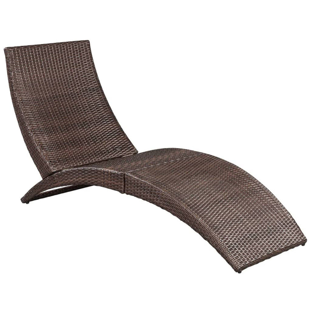 Ligbed inklapbaar met kussen poly rattan bruin MeubelReus