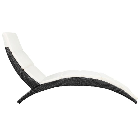 Ligbed inklapbaar met kussen poly rattan zwart MeubelReus