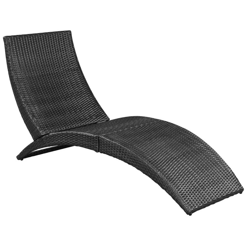 Ligbed inklapbaar met kussen poly rattan zwart MeubelReus