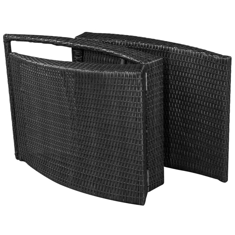 Ligbed inklapbaar met kussen poly rattan zwart MeubelReus