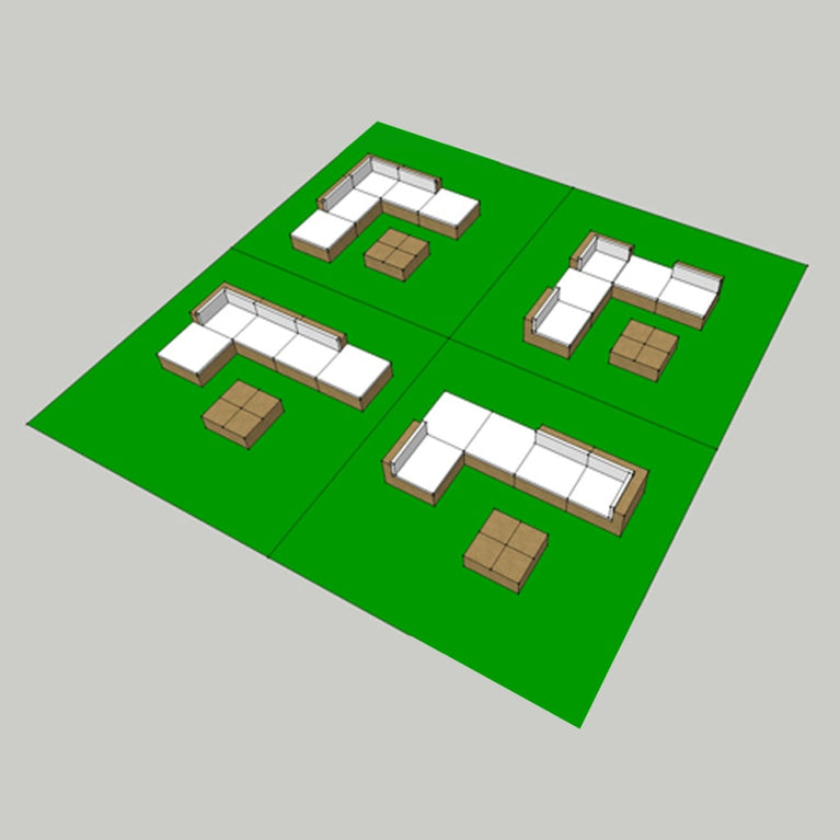 6-delige Loungeset met kussens poly rattan zwart