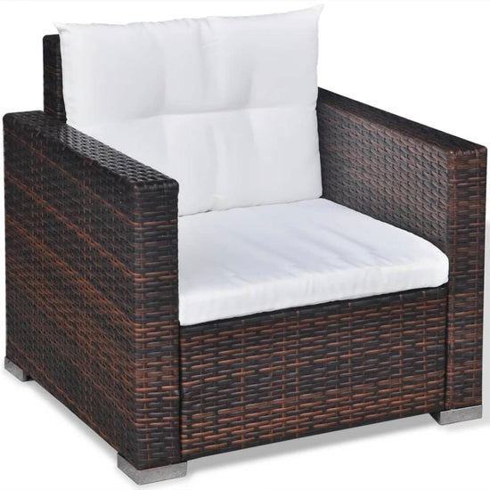 6-delige Loungeset met kussens poly rattan bruin MeubelReus