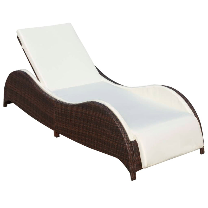 Ligbed met kussen poly rattan bruin MeubelReus