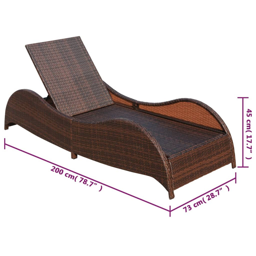 Ligbed met kussen poly rattan bruin MeubelReus