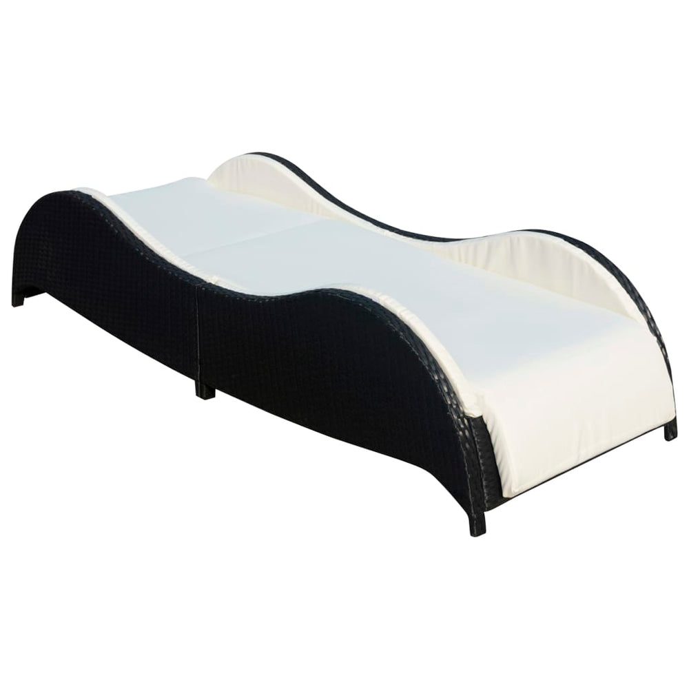 Ligbed met kussen poly rattan zwart MeubelReus