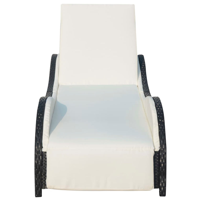 Ligbed met kussen poly rattan zwart MeubelReus