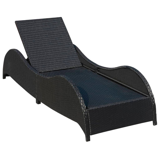 Ligbed met kussen poly rattan zwart MeubelReus