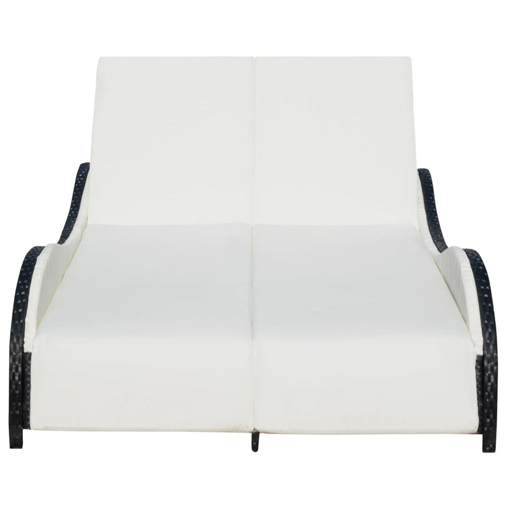 Ligbed tweepersoons met kussen poly rattan zwart MeubelReus