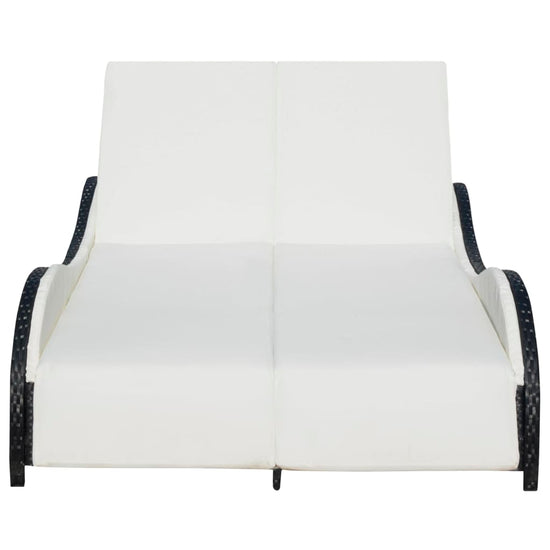 Ligbed tweepersoons met kussen poly rattan zwart MeubelReus