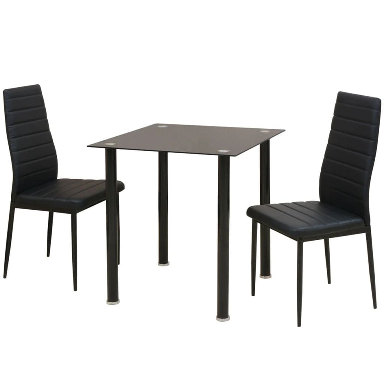 Eetkamerset tafel en stoel zwart 3-delig MeubelReus