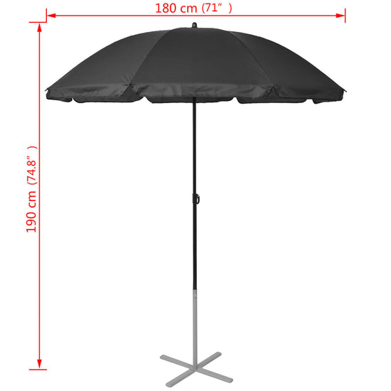 Ligbedden met parasol aluminium zwart MeubelReus