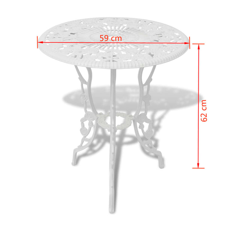 3-delige Bistroset gietaluminium wit