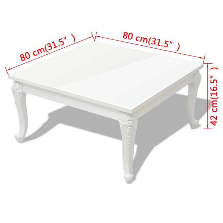 Salontafel 80x80x42 cm hoogglans wit MeubelReus