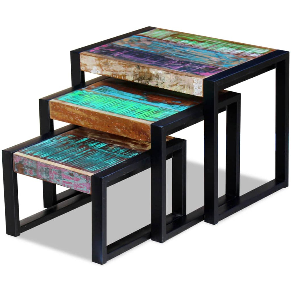 3-delige Tafeltjesset massief gerecycled hout MeubelReus