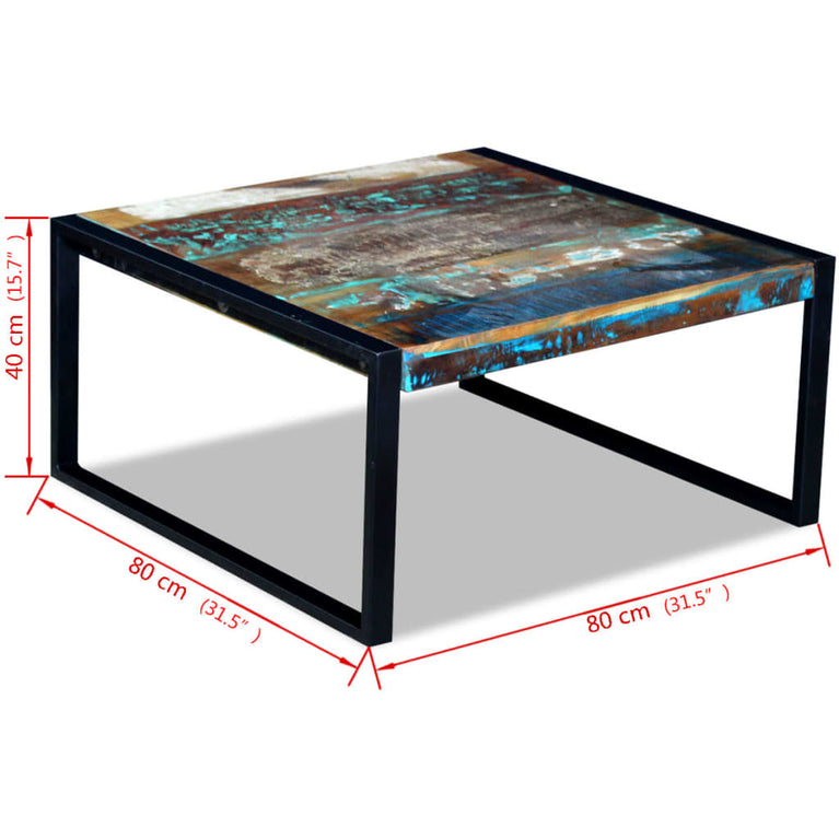 Salontafel 80x80x40 cm massief gerecycled hout MeubelReus