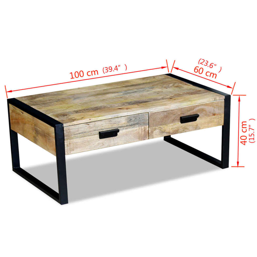 Salontafel met 2 lades 100x60x40 cm massief mangohout MeubelReus