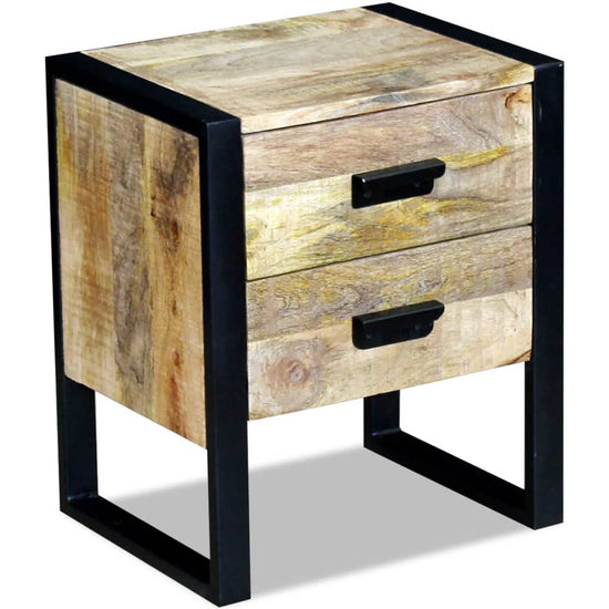 Bijzettafel met 2 lades 43x33x51 cm massief mangohout MeubelReus