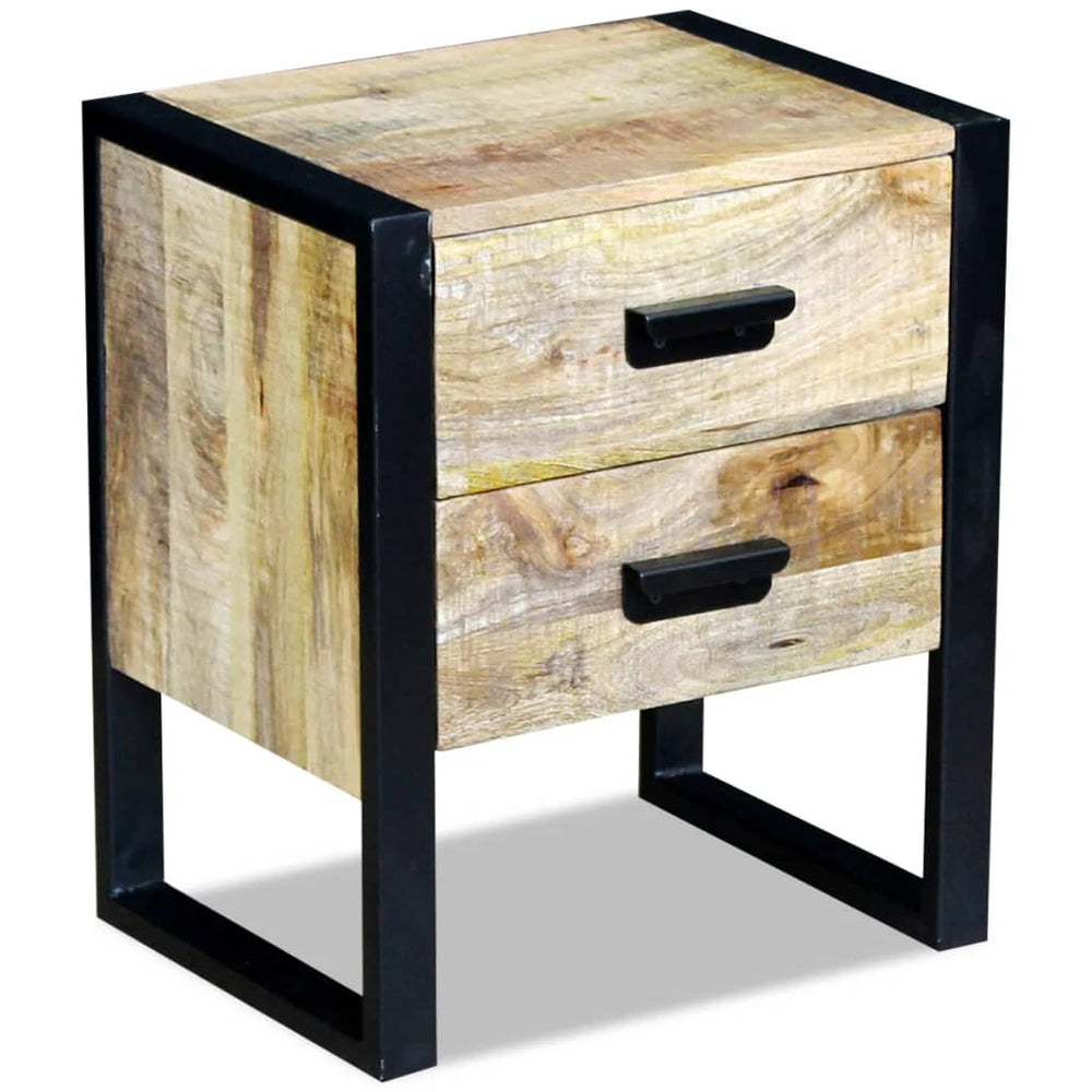 Bijzettafel met 2 lades 43x33x51 cm massief mangohout MeubelReus