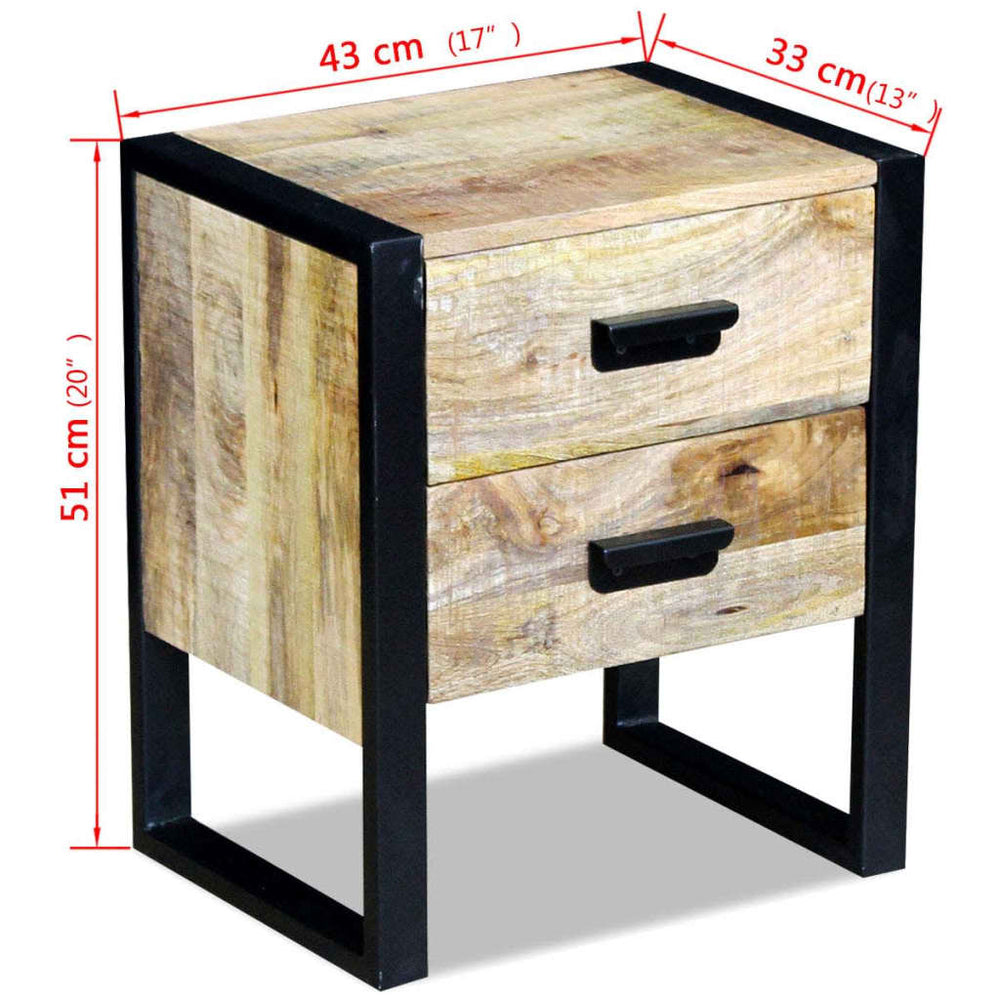 Bijzettafel met 2 lades 43x33x51 cm massief mangohout MeubelReus