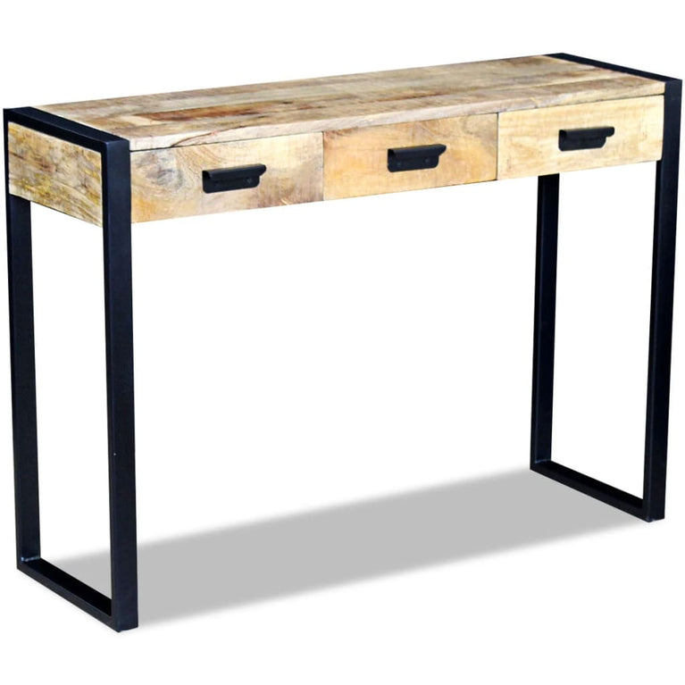 Wandtafel met 3 lades 110x35x78 cm massief mangohout MeubelReus