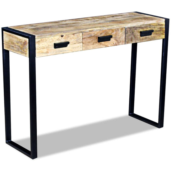 Wandtafel met 3 lades 110x35x78 cm massief mangohout MeubelReus