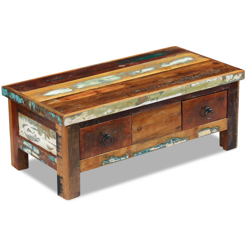 Salontafel met lades 90x45x35 cm massief gerecycled hout MeubelReus