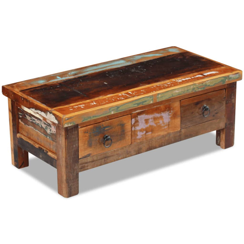 Salontafel met lades 90x45x35 cm massief gerecycled hout MeubelReus