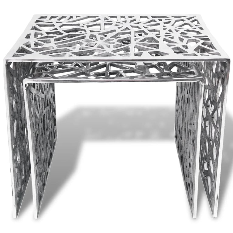 Bijzettafels 2 stuks vierkant aluminium zilver