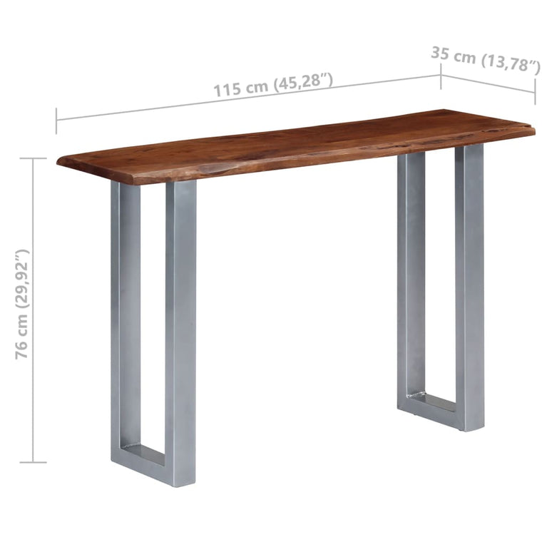 Wandtafel 115x35x76 cm massief acaciahout en ijzer MeubelReus