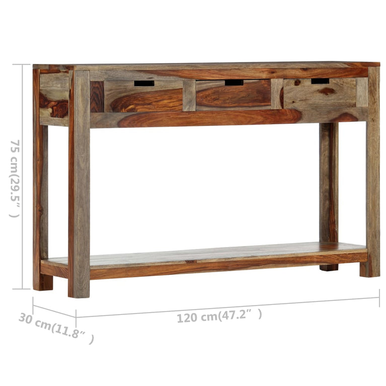 Wandtafel met 3 lades 120x30x75 cm massief sheeshamhout MeubelReus