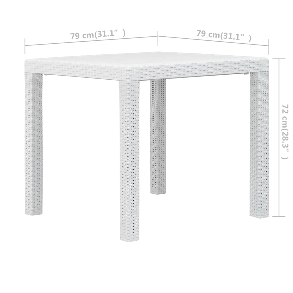 Tuintafel 79x79x72 cm rattan-look kunststof wit MeubelReus
