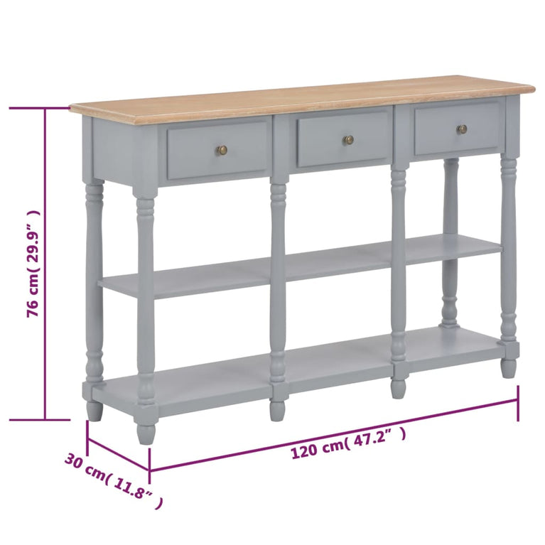 Wandtafel 120x30x76 cm MDF grijs MeubelReus