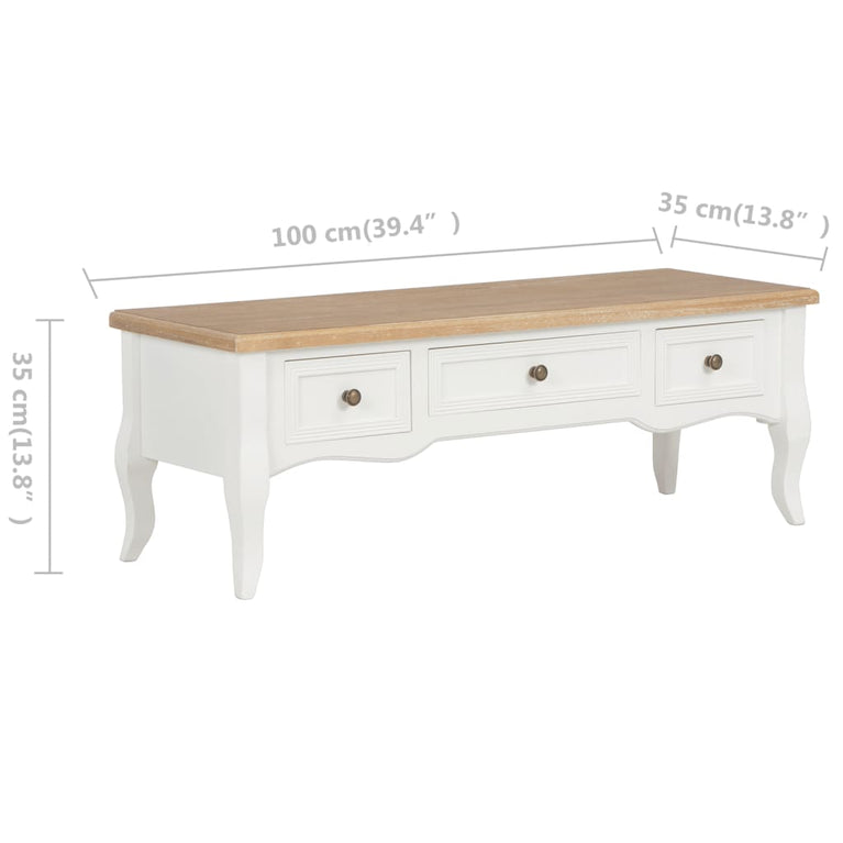 Tv-meubel 100x35x35 cm hout wit